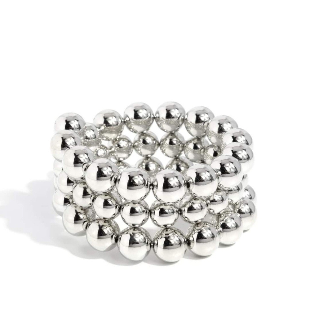 Paparazzi Silver Beaded Bracelet Sleek Contemporary Design Refreshing Raindrops